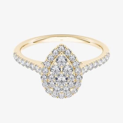 3/4 CT.T.W. Natural Diamond 10K Yellow Gold Pear-Shaped Engagement Ring