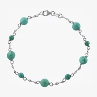 Enhanced Blue Turquoise Sterling Silver Beaded Bracelet