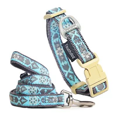 Touchdog Shape Patterned' Tough Stitched Embroidered Collar Dog Leash