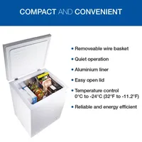 Koolatron Compact Chest Freezer 3.5 cu ft (99L) White- Manual Defrost