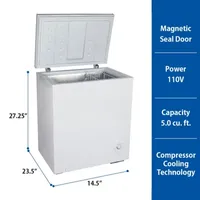 Koolatron Compact Chest Freezer 5.0 cu ft (155L) White- Manual Defrost