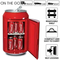 Coca-Cola 12 Can Portable Mini Fridge- 10L (10.6 qt) Cooler- AC/DC- Red