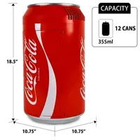 Coca-Cola 12 Can Portable Mini Fridge- 10L (10.6 qt) Cooler- AC/DC- Red