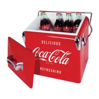 Coca-Cola Retro Ice Chest Cooler with Bottle Opener 13L (14 qt)- Red and Silver