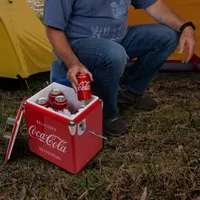 Coca-Cola Retro Ice Chest Cooler with Bottle Opener 13L (14 qt)- Red and Silver