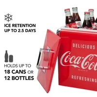 Coca-Cola Retro Ice Chest Cooler with Bottle Opener 13L (14 qt)- Red and Silver