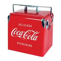 Coca-Cola Retro Ice Chest Cooler with Bottle Opener 13L (14 qt)- Red and Silver