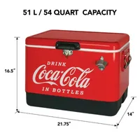 Coca-Cola Ice Chest Cooler with Bottle Opener- 51L (54 qt)- 85 Cans