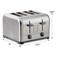 Kenmore 4-Slice Stainless Steel Toaster- Dual Controls- Wide Slot