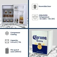 Corona Mini Beer Fridge with Freezer- 70 L/ 74 Qt-  2.4 Cu Ft