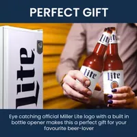 Miller Lite Compact Fridge with Bottle Opener- 90 L/ 95 Qt 3.2 Cu Ft