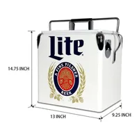 Miller Lite Retro Ice Chest Cooler with Bottle Opener 13L (14 qt)- White and Blue