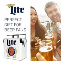 Miller Lite Retro Ice Chest Cooler with Bottle Opener 13L (14 qt)- White and Blue