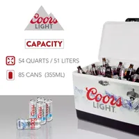 Coors Light Ice Chest Cooler with Bottle Opener- 51L (54 qt)- 85 Cans