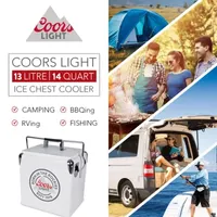 Coors Light Retro Ice Chest Cooler with Bottle Opener 13L (14 qt)- White and Silver