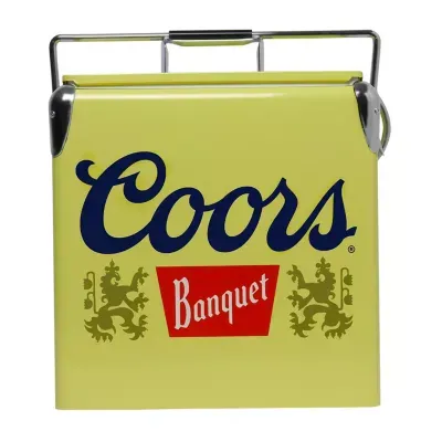 Coors Banquet Retro Ice Chest Cooler with Bottle Opener 13L (14 qt)- Yellow and Silver