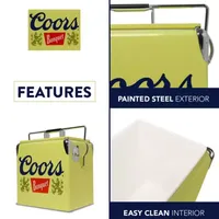 Coors Banquet Retro Ice Chest Cooler with Bottle Opener 13L (14 qt)- Yellow and Silver