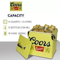 Coors Banquet Retro Ice Chest Cooler with Bottle Opener 13L (14 qt)- Yellow and Silver