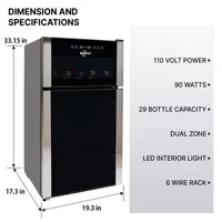 Koolatron 29 Bottle Dual Zone Wine Cooler Freestanding Wine Fridge