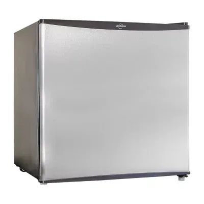 Stainless Steel Compact Fridge with Freezer- 1.6 cu ft (44L)- Silver and Black Reversible Door