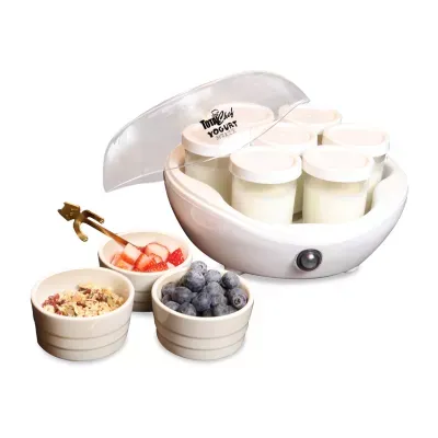 Total Chef Yogurt Maker- 1L (1.1 qt) with 7 Glass Jars and Lids- White