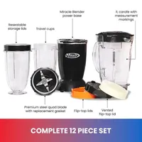 Total Chef Miracle Blender- Bullet Blender with Travel Cups- 12 pc Set