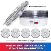 Total Chef Countertop Food Dehydrator- 5 Tray Dryer for Fruit- Jerky