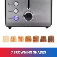 Total Chef 2-Slice Stainless Steel Toaster with Defrost and Reheat