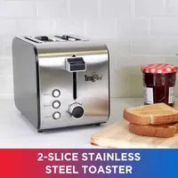 Total Chef 2-Slice Stainless Steel Toaster with Defrost and Reheat