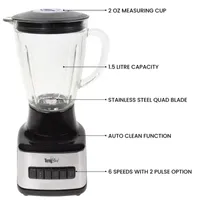 Total Chef 6-Speed Countertop Blender with Glass Jar- 6-cup- 500 Watts