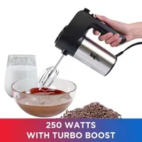 Total Chef 6-Speed Hand Mixer- 250 Watts with Turbo Boost- Black Silver