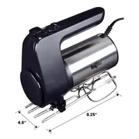 Total Chef 6-Speed Hand Mixer- 250 Watts with Turbo Boost- Black Silver