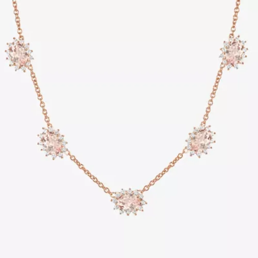 Sapphire Flower Necklace 14K Rose Gold