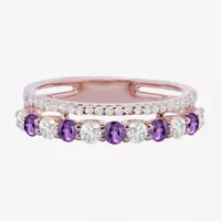 Womens Lab Created Gemstone 14K Gold Over Silver Stackable Rings