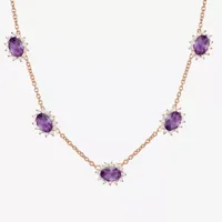 Gemstone 14K Gold Over Silver Oval Tennis Necklaces