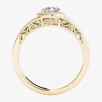 Womens 1 CT. T.W. Natural White Diamond 14K Gold Round Halo Engagement Ring