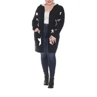 White Mark Hooded Midweight Faux Fur Coat Plus