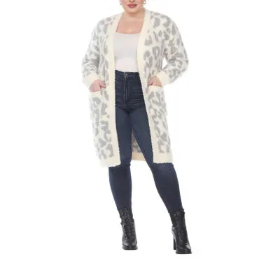 White Mark Midweight Womens Plus Faux Fur Coat