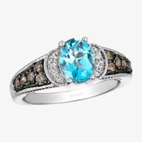 Le Vian® Ring featuring 1  1/4 CT. T.W. Blue Topaz Chocolate Diamonds® 1/20 Nude Diamonds™ set 14K Vanilla Gold®