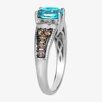 Le Vian® Ring featuring 1  1/4 CT. T.W. Blue Topaz Chocolate Diamonds® 1/20 Nude Diamonds™ set 14K Vanilla Gold®