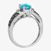 Le Vian® Ring featuring 1  1/4 CT. T.W. Blue Topaz Chocolate Diamonds® 1/20 Nude Diamonds™ set 14K Vanilla Gold®