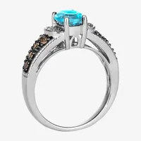 Le Vian® Ring featuring 1 1/4 CT. Blue Topaz Chocolate Diamonds® 1/20 Nude Diamonds™ set 14K Vanilla Gold®