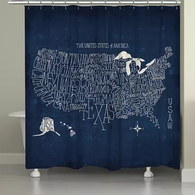 Laural Home Us Map Blueprint Shower Curtains