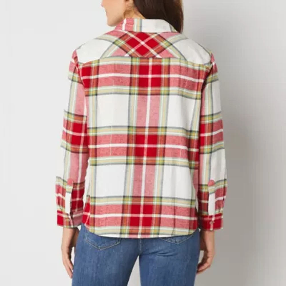 a.n.a Womens Long Sleeve Flannel Shirt