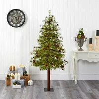 Nearly Natural Wyoming Faux 6 Foot Pre-Lit Christmas Tree