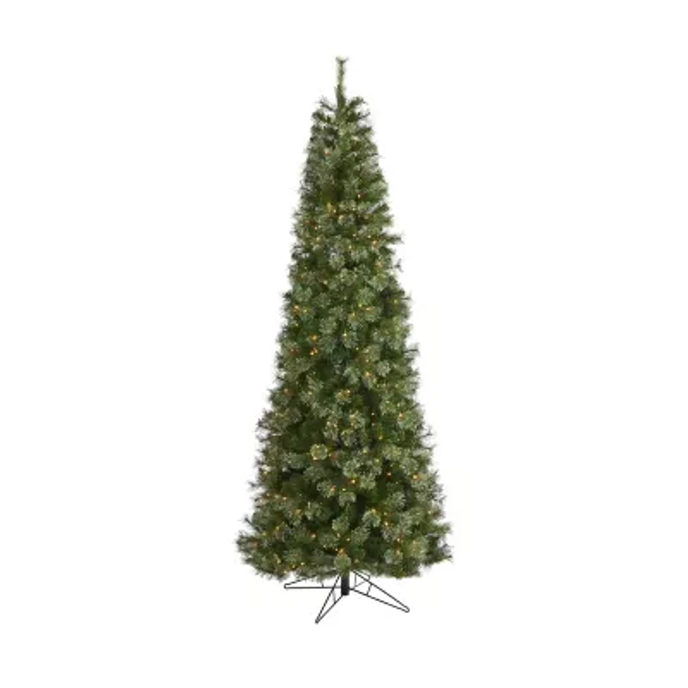 Nearly Natural Cashmere Slim Faux 9 Foot Pre-Lit Christmas Tree