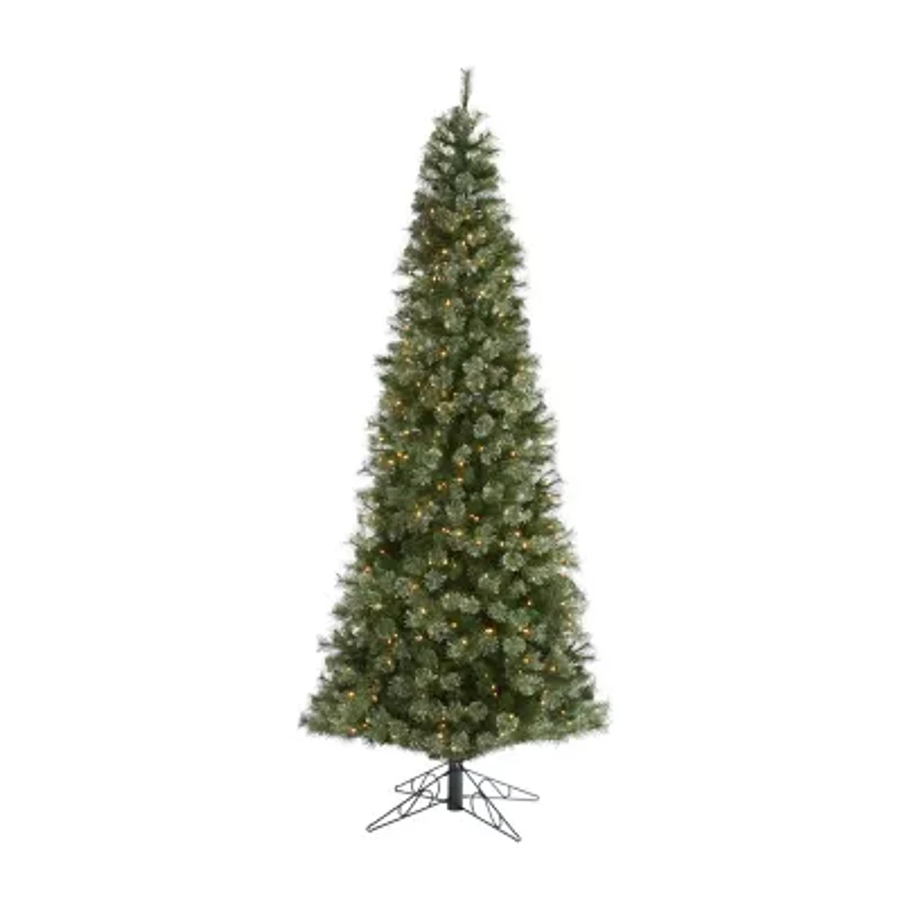 Nearly Natural Cashmere Slim Faux 10 Foot Pre-Lit Christmas Tree