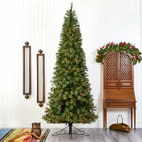 Nearly Natural Cashmere Slim Faux 10 Foot Pre-Lit Christmas Tree