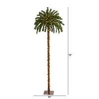 Nearly Natural Palm Faux 6 Foot Pre-Lit Tropical Christmas Tree