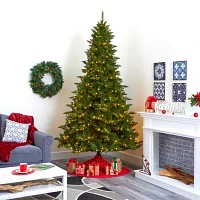 Nearly Natural Vermont Faux 9 Foot Pre-Lit Spruce Christmas Tree